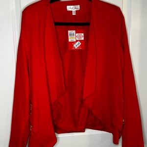 Marilyn Monroe Red Draped Open-Front Blazer